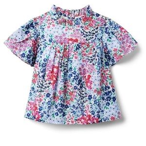 FLORAL FLUTTER SLEEVE TOP
